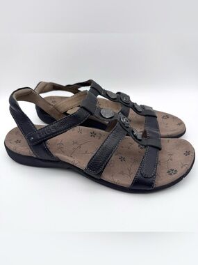 Taos Prize 4 Black Leather Sandals Slingback Adjustable Straps Women Size 10 M